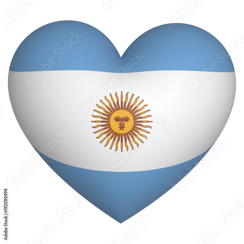 3d heart flag of Argentina