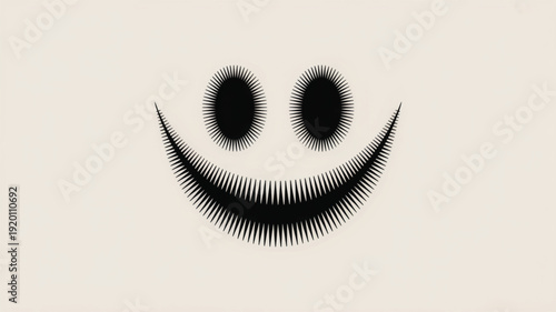 Black Razor Blade Smile with Spiky Teeth and Eyes