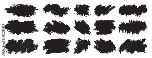 Vector paintbrush stroke templates Grunge text boxes and dirty banners for social media posts and stories