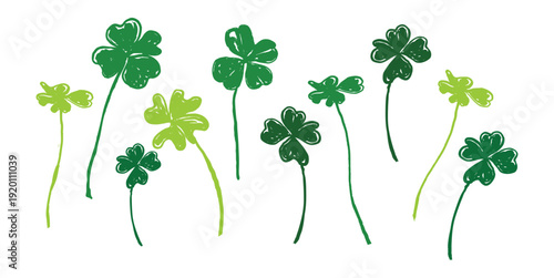 Shamrock and Four-Leaf Clover Set St. Patrick's Day Lucky Icons