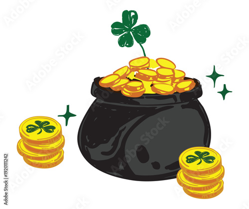 Lucky Gold Pot St. Patrick's Day Treasure Icon