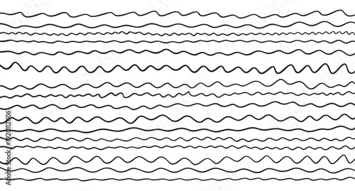 Wave line pattern set. Hand drawn wavy stripes. Abstract ocean texture background for textile design