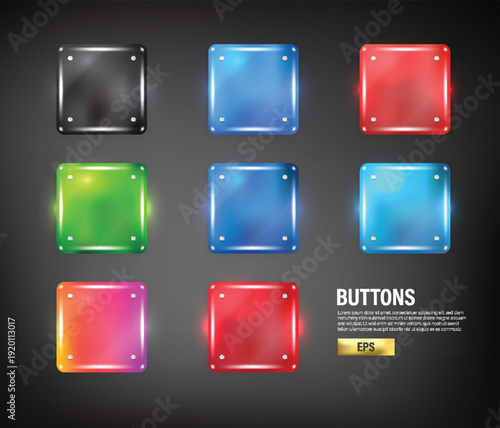 Collection of shiny colorful buttons for ui and web design