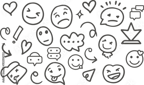 Hand-Drawn Doodle Emoji and Icon Collection