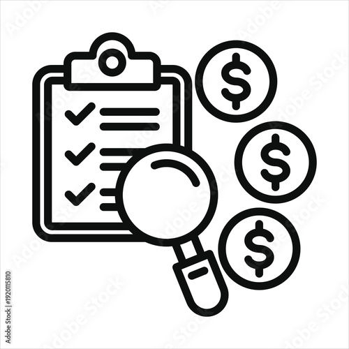 business evaluation icon in outline style vector illustration