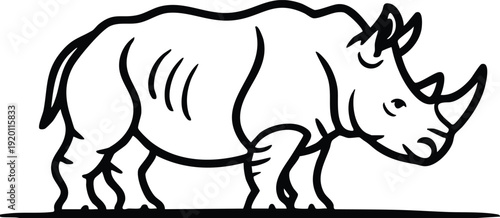 Rhinoceros Line Art Profile, Minimalist Rhino Silhouette Outline, vector, illustration, silhouette.