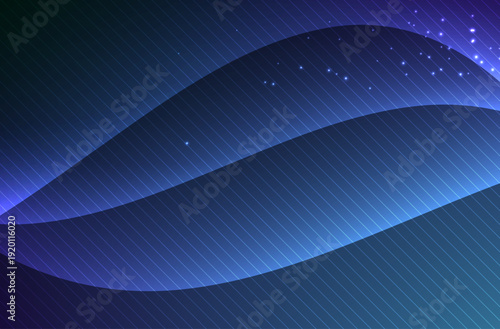星のきらめきと流線ウェーブが重なるブルーグラデーション抽象背景｜斜線テクスチャと光粒子が演出する未来的デジタルアート素材