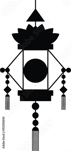 Traditional Vesak Lantern Silhouette for Buddhist Festival Celebration Vector