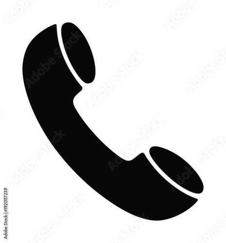 Black vector silhouette of telephone handset used for communication and contact