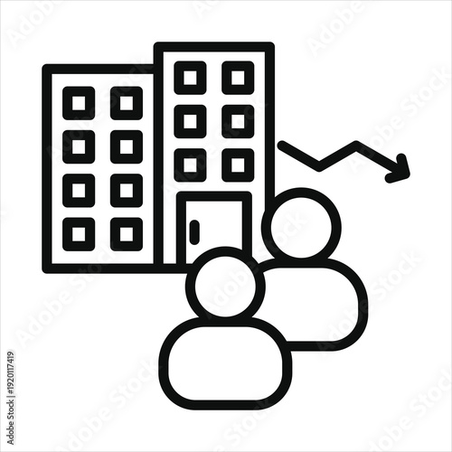 corporate downsizing icon in outline style vector illustration