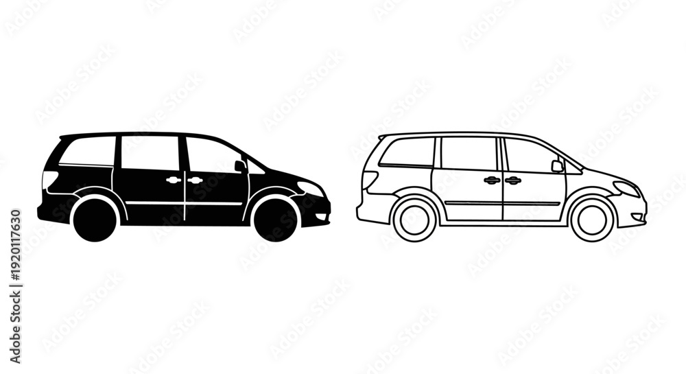 Fototapeta premium Minivan and station wagon vector illustration, car design, transportation art, vehicle drawing Vector