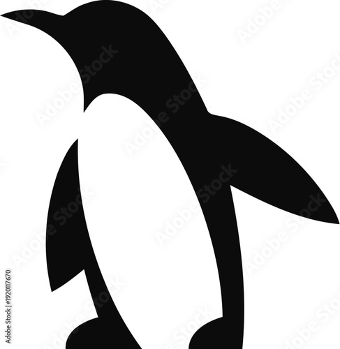 Minimalist penguin silhouette icon, simple animal vector symbol