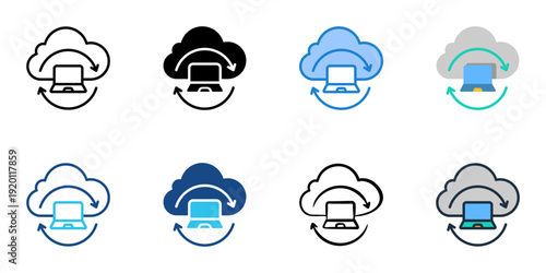 Cloud Computing icons set multiple style collection. Editable stroke 

