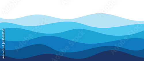 Blue water wave sea line pattern background. Seamless sea waves pattern. Blue ocean wave layers vector illustration.