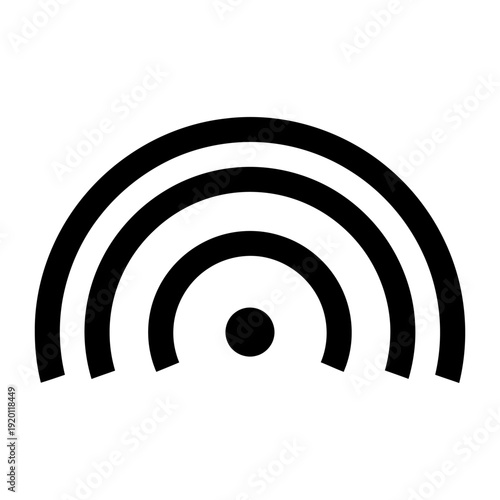 Minimalist Black and White Signal Icon for Wireless Communication and Technology
