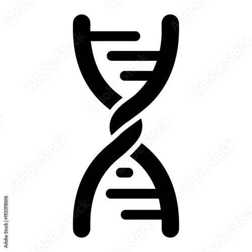 Black DNA Double Helix Icon Symbolizing Genetic Information and Scientific Research
