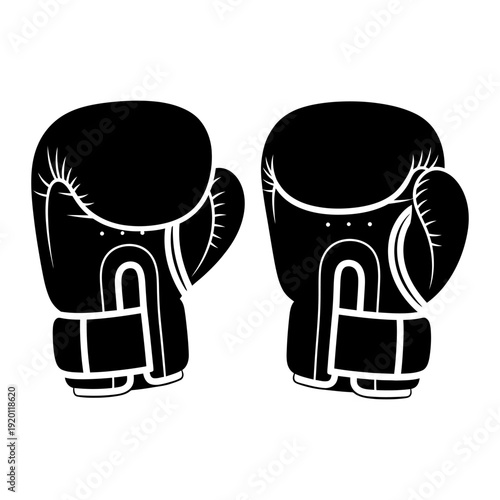 Paired Black Boxing Gloves for Sport and Competition