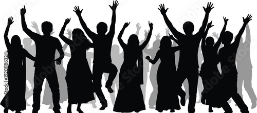 Dancing Crowd Silhouette Party People Celebration

Happy People Dancing Silhouette Vector Illustration

Concert Crowd Silhouette Group of People Dancing