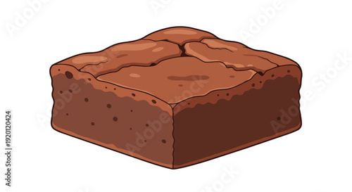 A delectable animated chocolate fudge brownie square with a textured top perfect for dessert themed projects and sweet treat illustrations