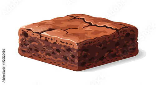 Delicious chocolate brownie vector illustration, a rich and fudgy baked dessert graphic