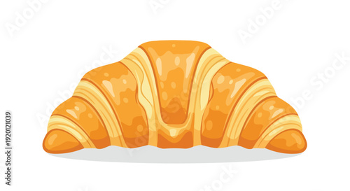 A freshly baked golden croissant illustration highlighting its flaky texture and rich buttery layers, an iconic symbol of delightful morning meals