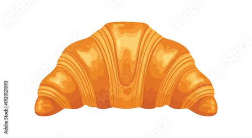 Golden Flaky Croissant Vector Illustration Isolated Breakfast Pastry Delicacy for Bakery and Food Designs