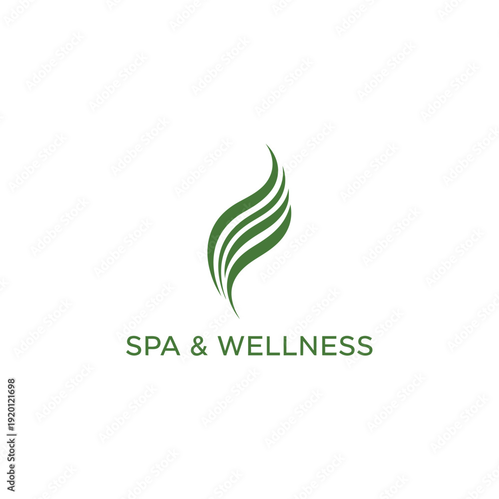 Fototapeta premium Spa and Wellness Logo Design Concept with Green Leaf Elements