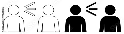 Communication Icon Set of People Speaking and Talking in Outline and Solid