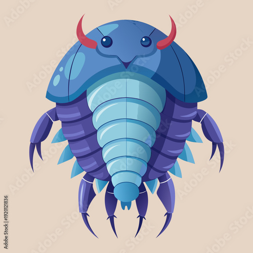 Blue Giant Isopod Creature Illustration