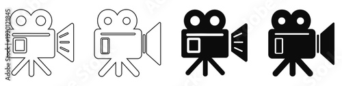 Retro Movie Cinema Camera Icon Set for Video Production