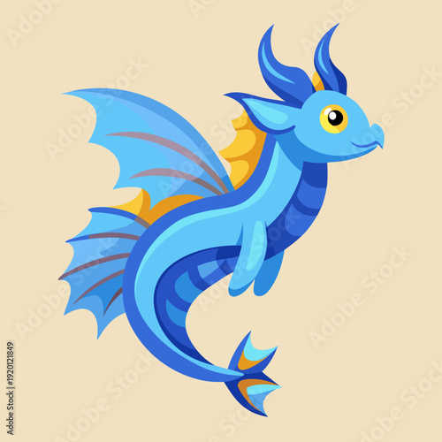 Blue Sea Dragon Creature Illustration