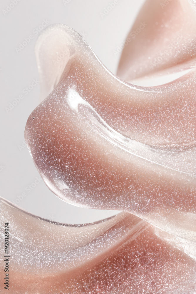 Obraz premium Shimmering pink cosmetic product flowing, abstract liquid texture background, beauty gel or serum spreading