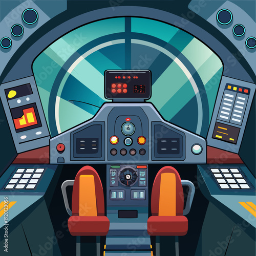 Futuristic Spaceship Cockpit with Advanced Controls