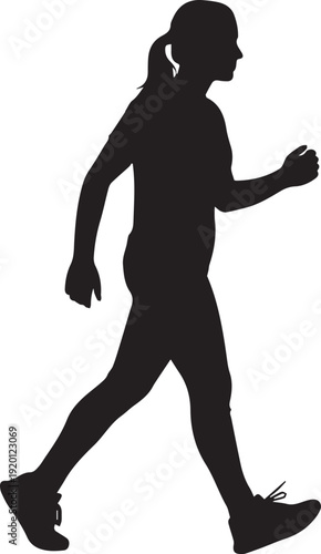 Fitness woman athlete jogging outdoor training silhouette vector illustration for wellness