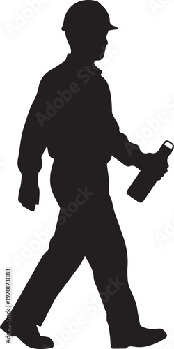 Professional builder construction engineer silhouette vector illustration with safety gear