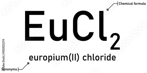 Europium (II) chloride chemical formula with callout titles