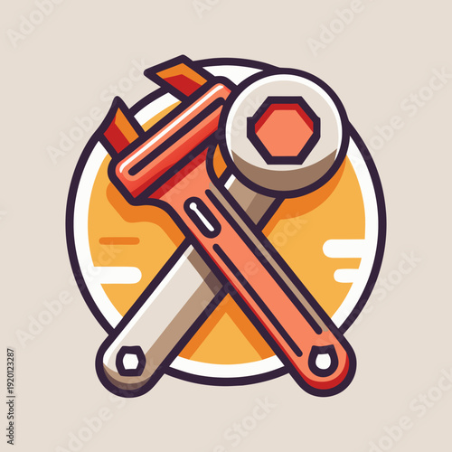 Illustration of crossed wrenches and spanners