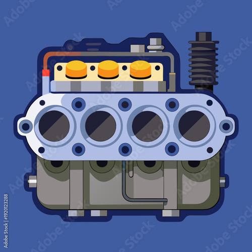 Illustration of an automotive engine cylinder head