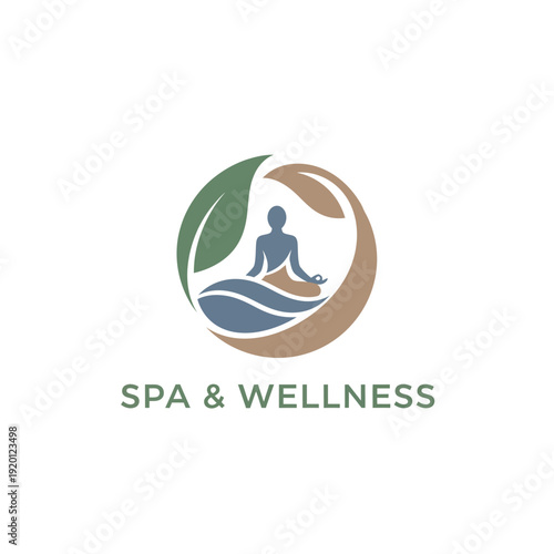 Serene Spa Scene with Meditating Person Surrounded by Leafy Elements
