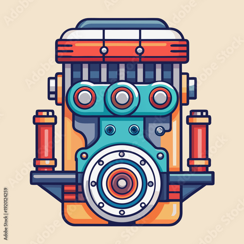 Stylized Engine Block Illustration