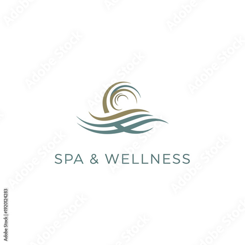 Serene Spa and Wellness Center Illustration Featuring Waves and Swirls