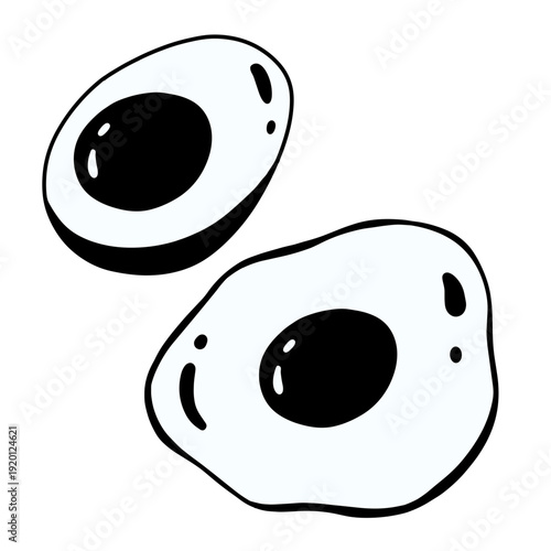 Cute Fried Egg Cartoon Vector Illustration Isolated on white Background