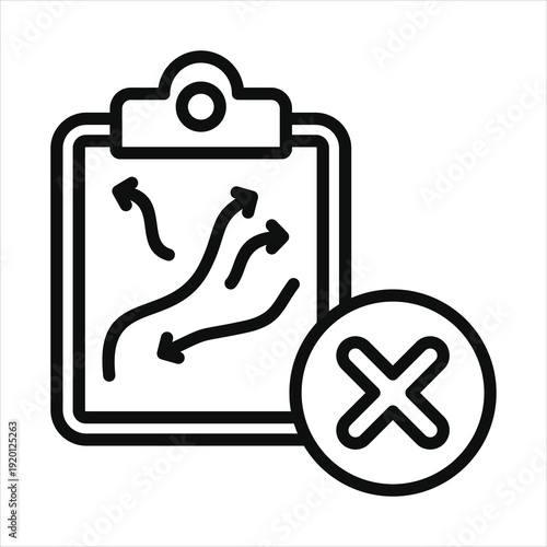 project cancellation sign icon in outline style vector illustration