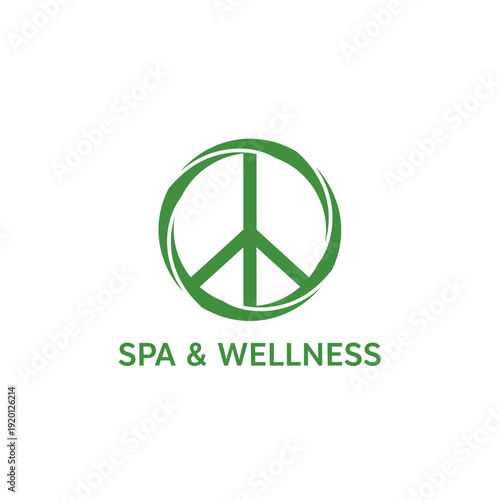 Serene Spa and Wellness Center Illustration Featuring Peace Symbol and Calm Environment