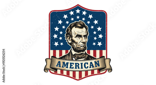 Abraham Lincoln Portrait on American Crest.