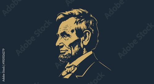Abraham Lincoln Illustration Profile View Portrait.