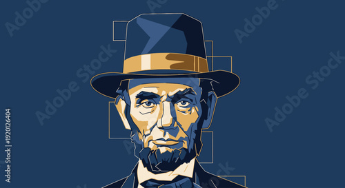 Abraham Lincoln Portrait Illustration Closeup.