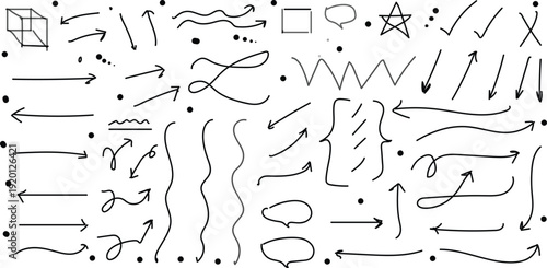 Collection of various arrows and pointers in different styles and directions