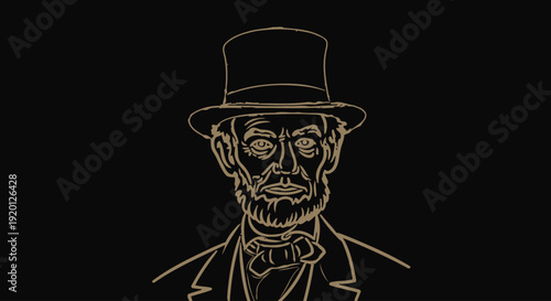 Man Wearing Suit and Top Hat Illustration.