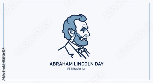 Abraham Lincoln Day Illustration with Portrait.